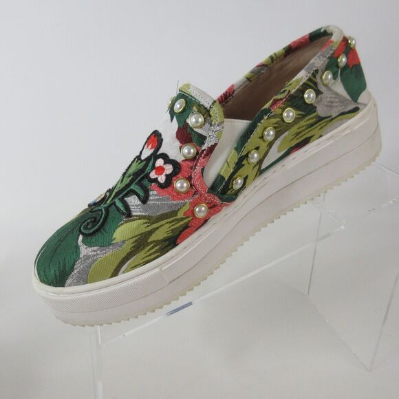 Steve Madden Platform Sneakers Womens Sz 9 B Slick P Floral Pearl Type Studs - Picture 3 of 10